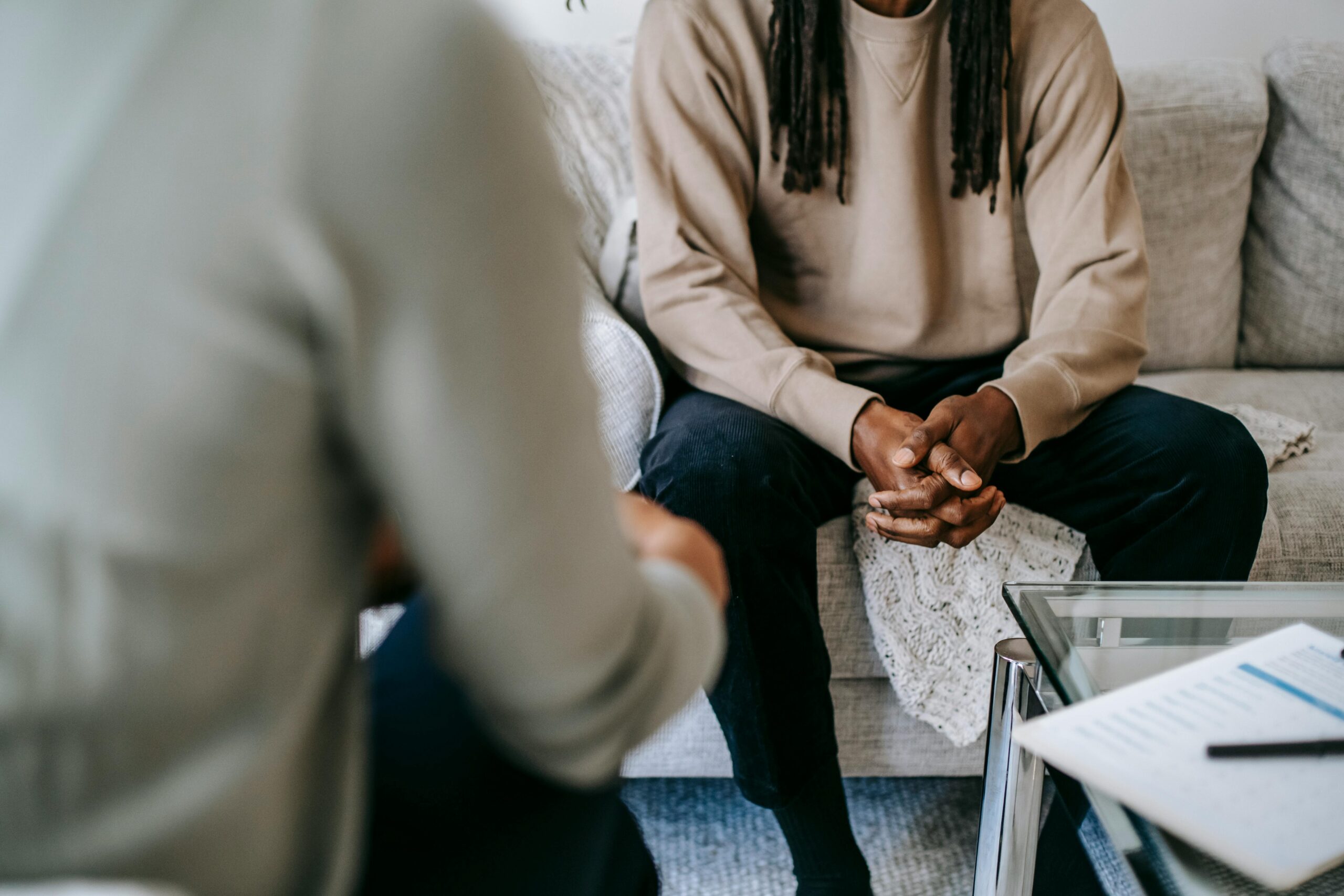 Photo of a patient in conversation with their psychiatrist