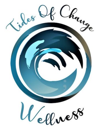 Tides of change wellness logo. Wave motif